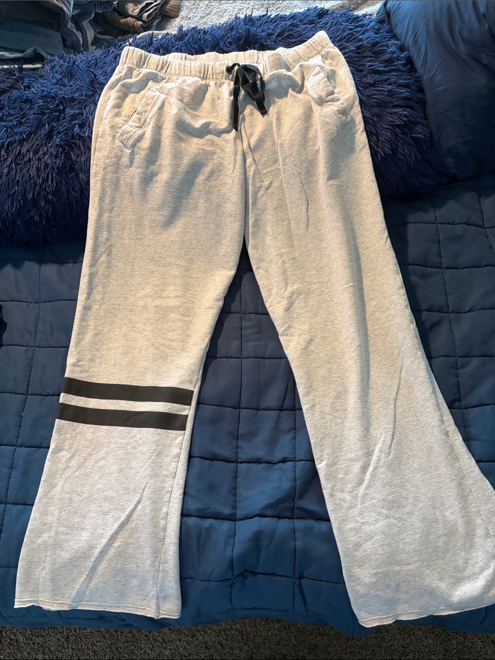Light Gray Women’s Lounge Sweatpants with Black Stripe